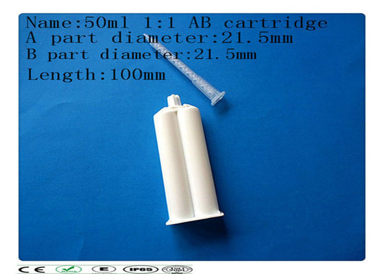 AB の接着剤のカートリッジ、50ml 1:1 の二重カートリッジ、スポイトのバレル