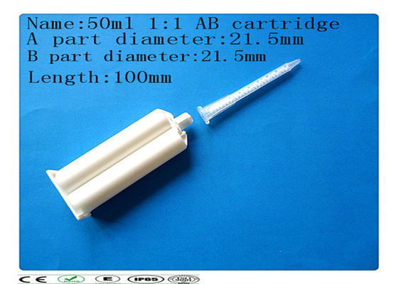 AB の接着剤のカートリッジ、50ml 1:1 の二重カートリッジ、スポイトのバレル