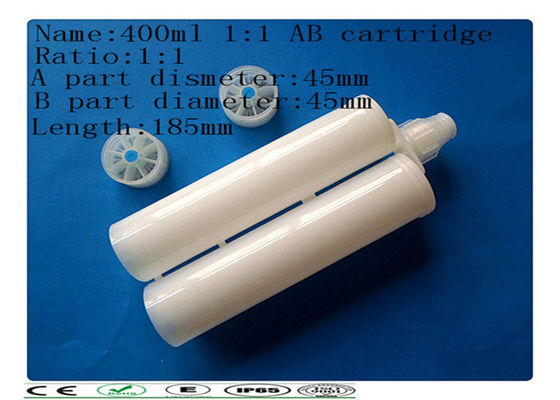400 の 1:1 のプラスチック接着剤のスポイトのバレル、AB の接着剤のカートリッジ、二重カートリッジ